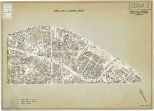 Bombe e mezzi incendiari lanciati 1:5000, 1942-1945. Zona 3: Borgo Dora - Valdocco - Aurora - Borgo Rossini - Gasometro. ASCT, Tipi e disegni, cart. 68, fasc. 1 disegno 3. © Archivio Storico della Città di Torino 