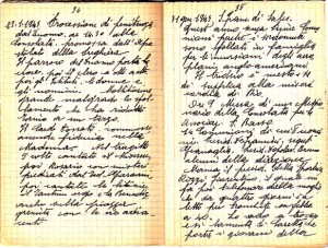Diario dell’Istituto Lorenzo Prinotti, 1943. ASCT, Fondo Prinotti cart. 31 fasc. 11, 10, pp. 34-35. © Archivio Storico della Città di Torino