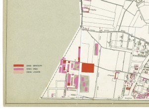 Danni arrecati agli stabili 1:5000, 1942-1945. Zona 15: Borgate Parella e Lionetto, Aeronautica-Pellerina. ASCT, Tipi e disegni, cart. 68, fasc. 2 disegno 15 – quadrante 3. © Archivio Storico della Città di Torino