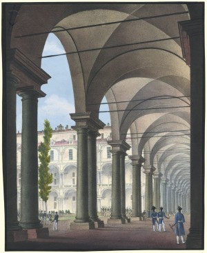 Interno dell'Accademia Militare, cromolitografia, 1820 ca. © Archivio Storico della Città di Torino