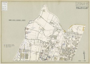 Bombe e mezzi incendiari lanciati 1:5000, 1942-1945. Zona 15: Borgate Parella e Lionetto - Aeronautica - Pellerina. ASCT, Tipi e disegni, cart. 68, fasc. 1 disegno 15. © Archivio Storico della Città di Torino    