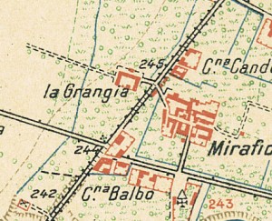 Cascina La Grangia, già Lagrange. Istituto Geografico Militare, Pianta di Torino e dintorni, 1911. © Archivio Storico della Città di Torino