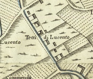 Tetti Lucento. Amedeo Grossi, Carta Corografica dimostrativa del territorio della Città di Torino, 1791, © Archivio Storico della Città di Torino