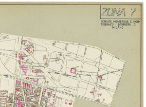 Danni arrecati agli stabili 1:5000, 1942-1945. Zona 7: Borgate Monte Rosa e Monte Bianco, Barriera di Milano. ASCT, Tipi e disegni, cart. 68, fasc. 2 disegno 7 – quadrante 1. © Archivio Storico della Città di Torino