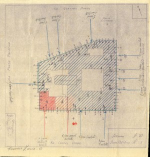 Bombardamenti aerei. Censimento edifici danneggiati o distrutti. ASCT Fondo danni di guerra inv. 27 cart. 1 fasc. 27. © Archivio Storico della Città di Torino