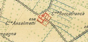 Cascina Anselmetti e cascina Roccafranca. Istituto Geografico Militare, Pianta di Torino e dintorni, 1911. © Archivio Storico della Città di Torino