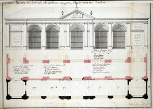 «Pianta, e Facciata del Porticato, che serve di Prospetto, ed Entrata nel Cimitero», 1776. © Archivio Storico della Città di Torino