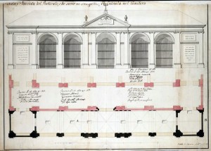 «Pianta, e Facciata del Porticato, che serve di Prospetto, ed Entrata nel Cimitero», 1776. © Archivio Storico della Città di Torino