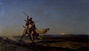 Alberto Pasini, Il corriere del deserto, 1862, olio su tela, cm 105×60 (dono del Duca d'Aosta, 1863, inv. 15). Torino, Galleria d’Arte Moderna
