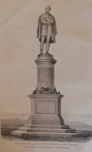 Alfonso Balzico, Monumento a Massimo d’Azeglio, 1867-1873, litografia da disegno di Pontremoli, da 