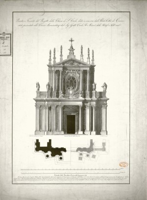 Pianta e Facciata di un Progetto della Chiesa di S. Carlo, 1835