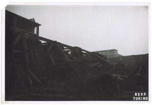 Via Nizza 148, Officine RIV (Soc. An.), Officine di Villar Perosa, strutture superiori. Effetti prodotti dall'incursione aerea dell'8 novembre 1943. UPA 4124_9E04-14. © Archivio Storico della Città di Torino/Archivio Storico Vigili del Fuoco