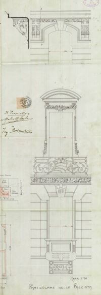 Particolare facciata - progetto edilizio casa Malcotti/Premoli (ASCT, PE I cat. 1908/157)
