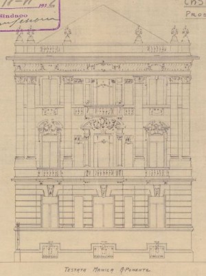 Facciata a ponente - progetto edilizio casa Belmondo/Momo (ASCT, PE I cat. 1914/478)