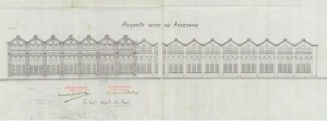 Facciata su via Avezzana - progetto edilizio stabilimento Società Officine Dubosc/Santonè (ASCT, PE I cat. 1906/442)