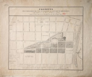 Pianta di un progetto urbanistico del collegamento del Borgo Nuovo, 1834