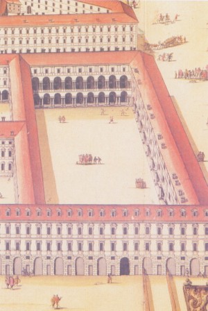 Tommaso Borgonio, Giovani che giocano a pallone nel cortile dell’Accademia reale di Torino.