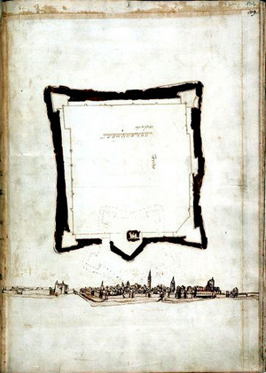 Francesco Horologi. Rilievo delle fortificazioni torinesi [1559]. © Archivio di Stato di Torino.
