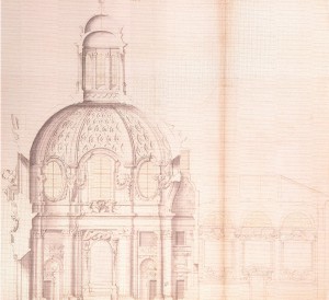 Disegno di Filippo Juvarra e collaboratore (Bernardo Vittone?), Sezione longitudinale per la chiesa di Santa Croce a Torino, 1728-1730 (?). Penna e inchiostro grigio, acquerellato in grigio e verde (Parigi, Les Arts Décoratifs, Musée des Arts Décoratifs, inv. CD 3455) pubblicato in Giuseppe Dardanello, Concorsi, viaggi, topografia e archeologia, in Giuseppe Dardanello, Rosa Tamborrino (a cura di), Guarini, Juvarra e Antonelli. Segni e simboli per Torino, catalogo della mostra a Torino, Silvana Editoriale, Cinisello Balsamo 2008, p. 89.
