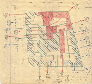 Bombardamenti aerei. Censimento edifici danneggiati o distrutti. ASCT Fondo danni di guerra inv. 1637 cart. 34 fasc. 24. © Archivio Storico della Città di Torino
