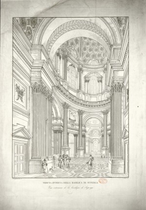 Veduta interna della Basilica di Superga (1824). Biblioteca civica centrale, Cartografico  7/2.46 © Biblioteche civiche torinesi