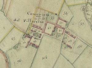 Borgata Villaretto. Catasto Gatti, 1820-1830. © Archivio Storico della Città di Torino