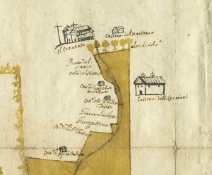 Cascina Nuova di corso Unione Sovietica. Cristoforo Elia, Pianta di tutta la campagna di Miraflores, 1632. © Archivio Storico della Città di Torino