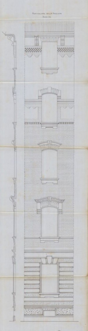 Particolare facciata-progetto edilizio casa d'Agliano/Benazzo (ASCT, PE I cat. 1904/377)