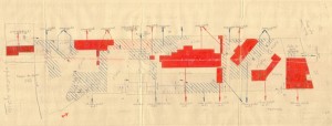 Bombardamenti aerei. Censimento edifici danneggiati o distrutti. ASCT Fondo danni di guerra inv. 451 cart. 9 fasc. 2 sciarpa. © Archivio Storico della Città di Torino
