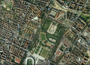 Immagine aerea della piazza d’armi.