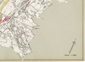 Danni arrecati agli stabili 1:5000, 1942-1945. Zona 21: Fioccardo, Alberoni, Pilonetto. ASCT, Tipi e disegni, cart. 68, fasc. 2 disegno 21 – quadrante 2. © Archivio Storico della Città di Torino