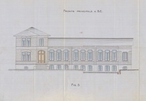 Progetto della facciata della scuola Viberti. © Archivio Storico della Città di Torino