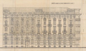Facciata verso corso Magellano - progetto edilizio casa Rignon/Fenoglio (ASCT, PE I cat. 1909/45)