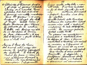 Diario dell’Istituto Lorenzo Prinotti, 1944. ASCT, Fondo Prinotti cart. 31 fasc. 11, 10, pp. 76-77. © Archivio Storico della Città di Torino