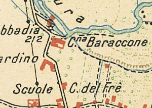 Cascina Baraccone. Istituto Geografico Militare, Pianta di Torino e dintorni, 1911. © Archivio Storico della Città di Torino