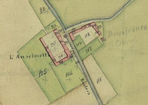 Cascina Anselmetti e cascina Roccafranca. Catasto Gatti, 1820-1830. © Archivio Storico della Città di Torino