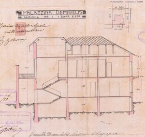 Sezione AB - progetto edilizio casa Demichelis/Momo (ASCT, PE I cat. 1910/783)
