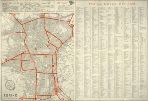 Pianta automobilistica di scorrimento, 1961. Biblioteca civica centrale, Cartografico 3/4.47.02 © Biblioteche civiche torinesi