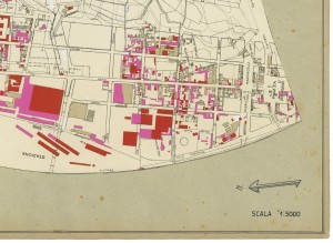 Danni arrecati agli stabili 1:5000, 1942-1945. Zona 11: Molinette, Millefonti, Nuova Barriera di Nizza. ASCT, Tipi e disegni, cart. 68, fasc. 2 disegno 11 – quadrante 2. © Archivio Storico della Città di Torino