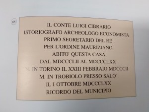 Trascrizione lapide dedicata a Luigi Cibrario. Riproduzione da libro