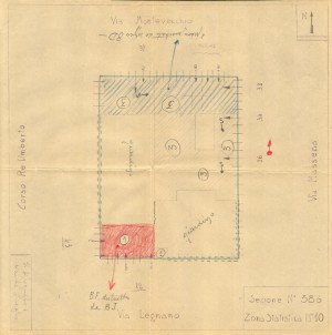 Bombardamenti aerei. Censimento edifici danneggiati o distrutti. ASCT Fondo danni di guerra inv. 386 cart. 7 fasc. 22. © Archivio Storico della Città di Torino