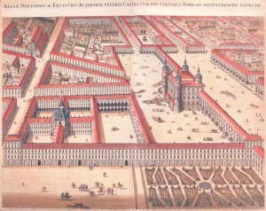 Il complesso dell’Accademia e della Cavallerizza secondo il progetto di Amedeo di Castellamonte, 1674 (da Theatrum Sabaudiae, I).