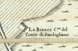 Cascina Bianco nel quartiere Vallette. Amedeo Grossi, Carta Corografica dimostrativa del territorio della Città di Torino, 1791, © Archivio Storico della Città di Torino