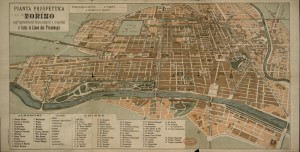 Pianta topografica della città di Torino con le linee di trasporto pubblico, 1910 circa. Biblioteca civica centrale, Cartografico  3/4.15.01 © Biblioteche civiche torinesi