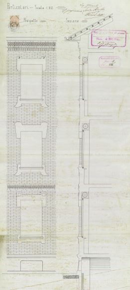 Particolare facciata - progetto edilizio casa Stratta-Cobetti/Gussoni (ASCT, PE I cat. 1911/325)
