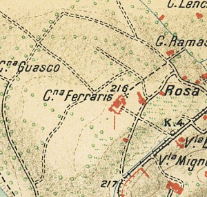 Cascina Meisino, già Cascina Bracco. Istituto Geografico Militare, Pianta di Torino e dintorni, 1911. © Archivio Storico della Città di Torino