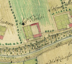 Cascina Gibellino. Carlo Antonio Bussi, Tipo dimostrativo del corso della bealera del Martinetto, 1749. © Archivio Storico della Città di Torino