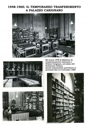 1948-1960. La biblioteca civica temporaneamente sistemata in Palazzo Carignano