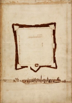 Francesco Horologi. Pianta delle fortificazioni di Torino, 1551-1559. © Archivio di Stato di Torino