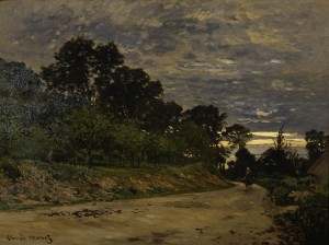 Claude Monet, Paesaggio campestre al tramonto, circa 1863-1864, olio su tela.  Roma, Collezione Banca d’Italia